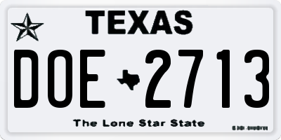 TX license plate DOE2713