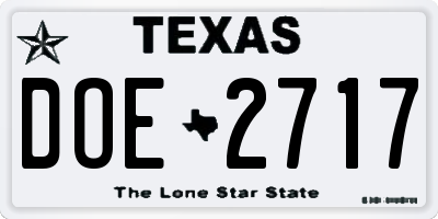 TX license plate DOE2717