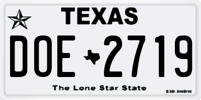 TX license plate DOE2719