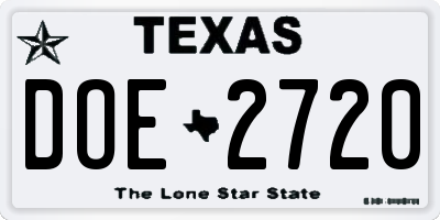 TX license plate DOE2720