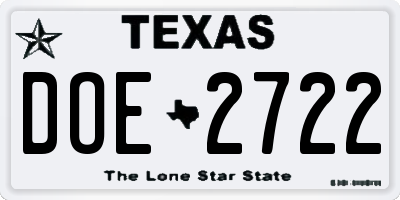 TX license plate DOE2722