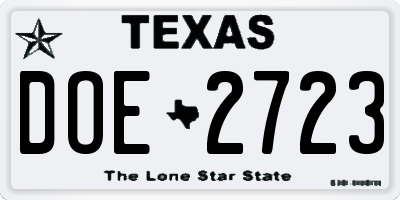 TX license plate DOE2723