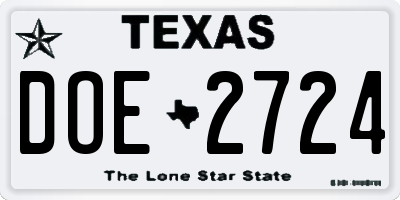 TX license plate DOE2724