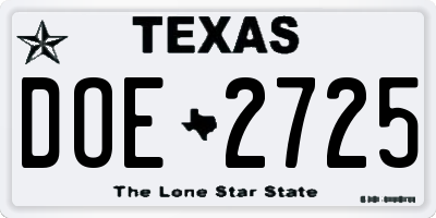 TX license plate DOE2725