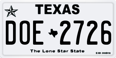 TX license plate DOE2726
