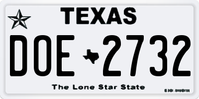 TX license plate DOE2732