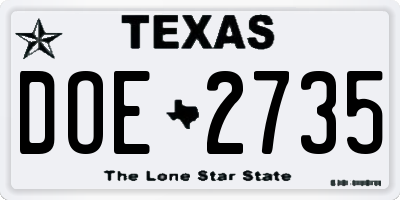 TX license plate DOE2735