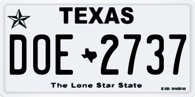 TX license plate DOE2737