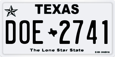 TX license plate DOE2741