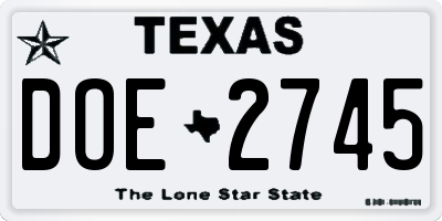 TX license plate DOE2745