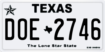 TX license plate DOE2746