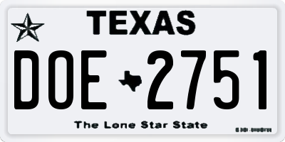 TX license plate DOE2751