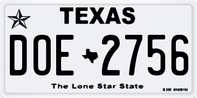 TX license plate DOE2756