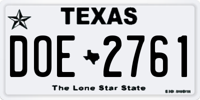 TX license plate DOE2761