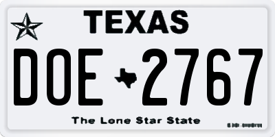 TX license plate DOE2767