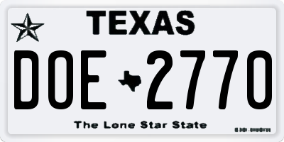 TX license plate DOE2770