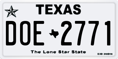 TX license plate DOE2771