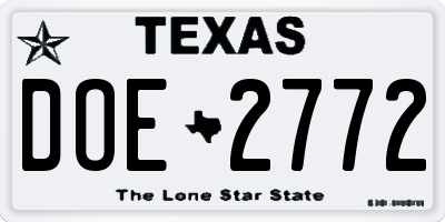 TX license plate DOE2772