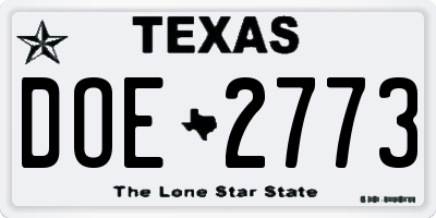 TX license plate DOE2773