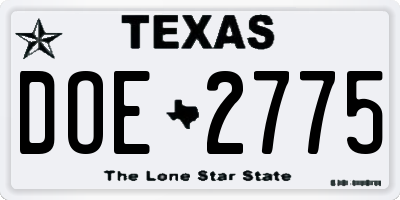 TX license plate DOE2775