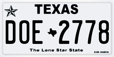 TX license plate DOE2778