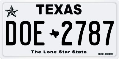TX license plate DOE2787