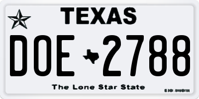 TX license plate DOE2788