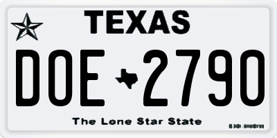 TX license plate DOE2790