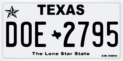 TX license plate DOE2795