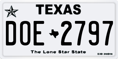 TX license plate DOE2797