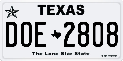 TX license plate DOE2808