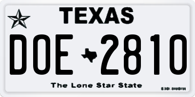 TX license plate DOE2810