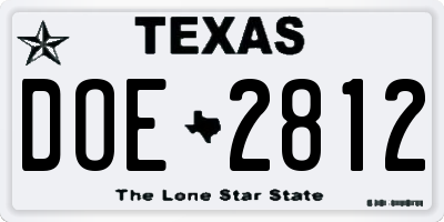 TX license plate DOE2812