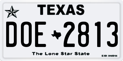TX license plate DOE2813