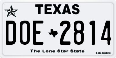 TX license plate DOE2814