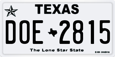 TX license plate DOE2815