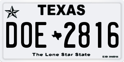 TX license plate DOE2816