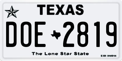 TX license plate DOE2819