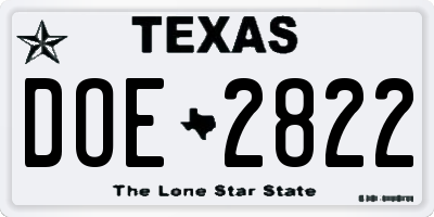 TX license plate DOE2822