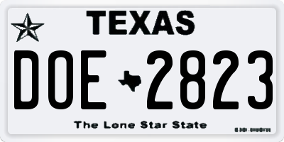 TX license plate DOE2823