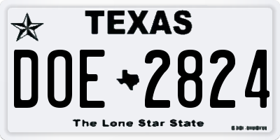 TX license plate DOE2824