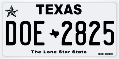 TX license plate DOE2825