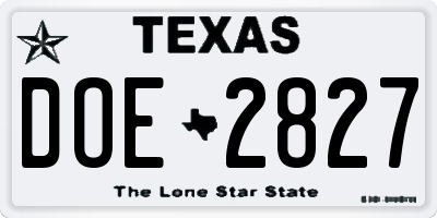 TX license plate DOE2827