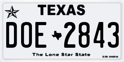 TX license plate DOE2843