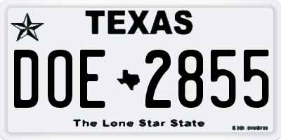 TX license plate DOE2855