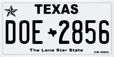 TX license plate DOE2856