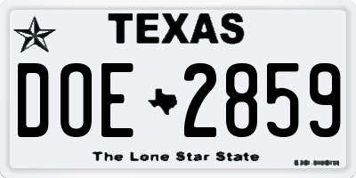 TX license plate DOE2859