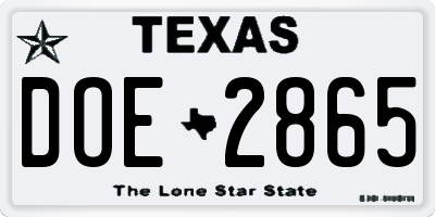 TX license plate DOE2865