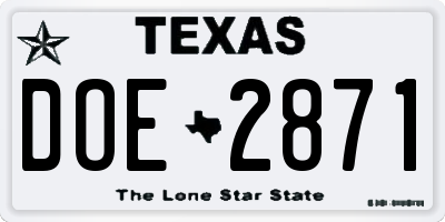 TX license plate DOE2871