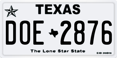 TX license plate DOE2876